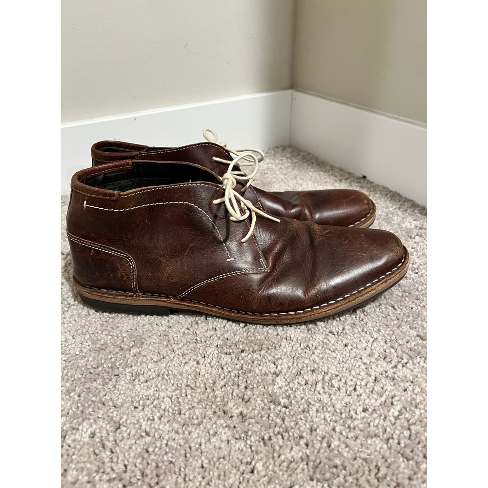 Steve Madden P-IVON 2 Wood Brown Leather Chukka Boots Mens Size 12